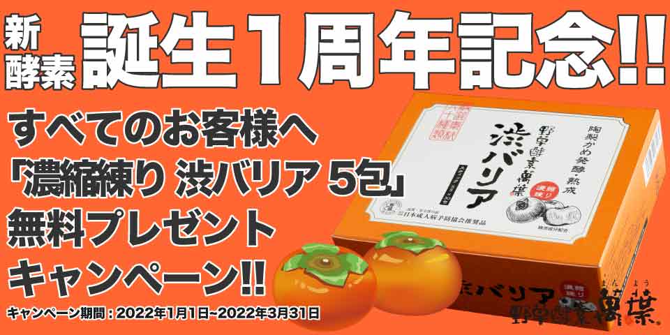 野草酵素 萬葉 濃縮練り 渋バリア 誕生1周年記念